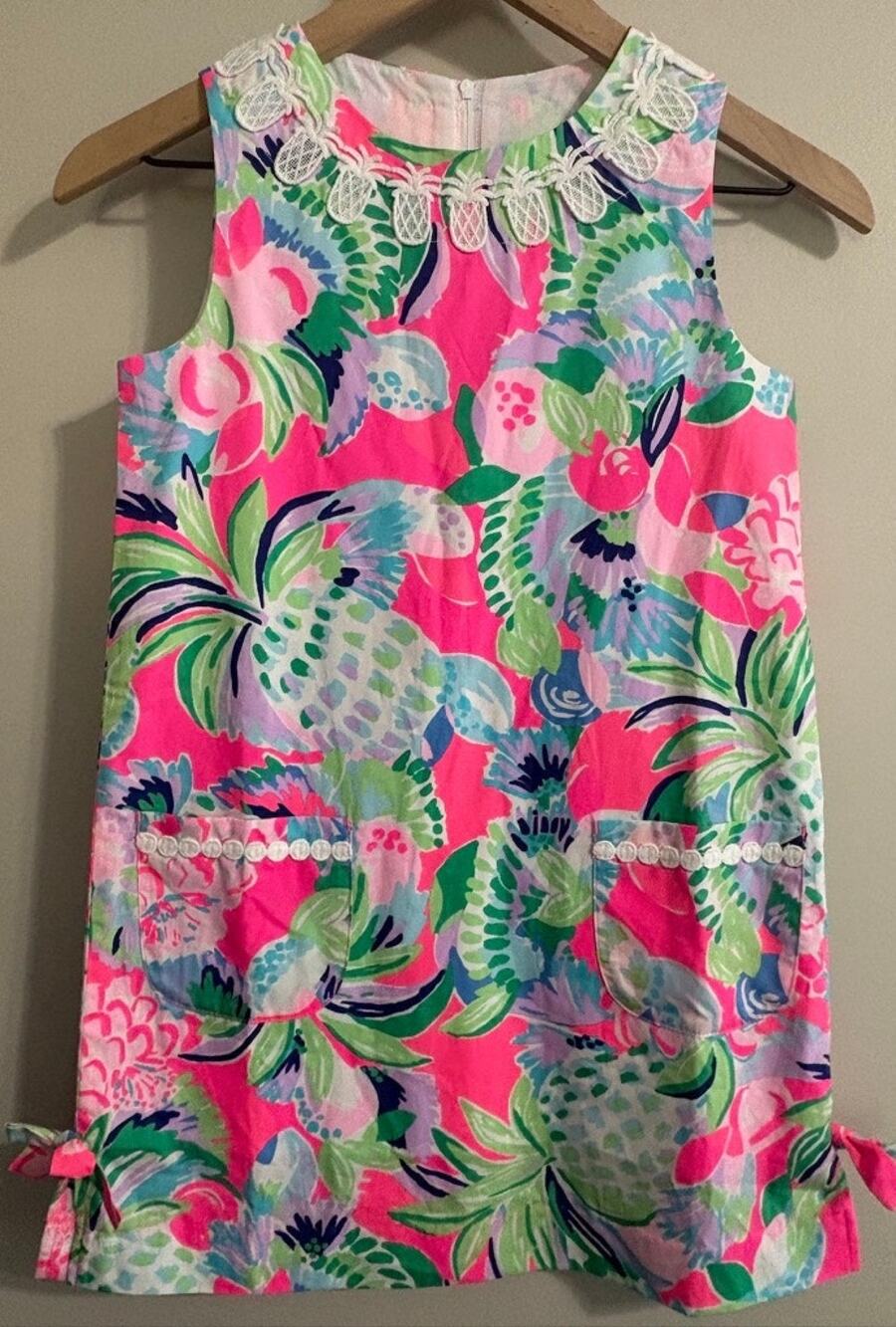 Lilly Pulitzer Girls Little Lilly Shift Dress Pink Pineapple Tropical Size 10